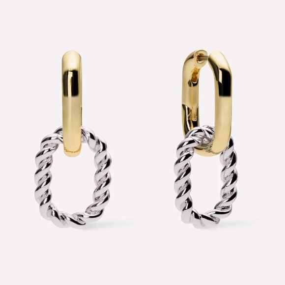 NEW Ana Luisa Ash Double Two Tone Double Hoop Earrings - Picture 1 of 6